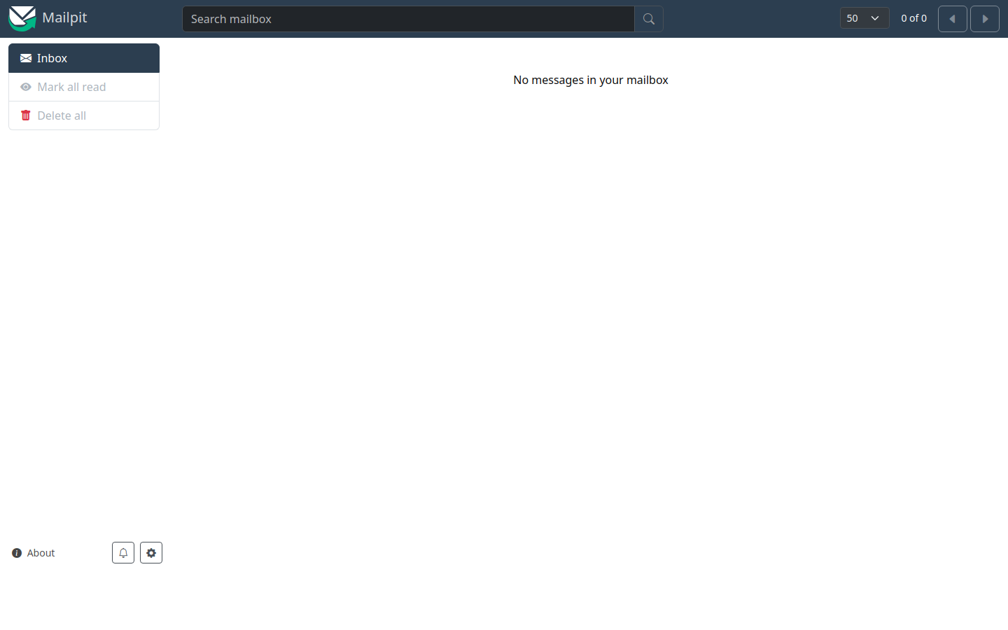 A Mailpit inbox showing the workspace invitation emails the platform sent