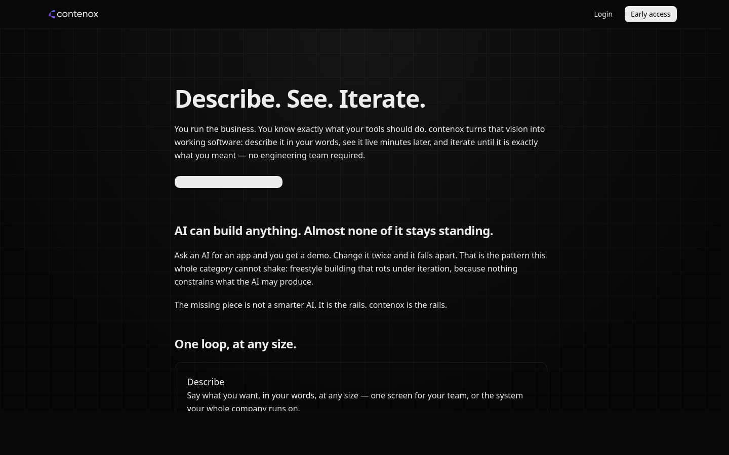 The hosted platform's marketing homepage, built from the shared component library